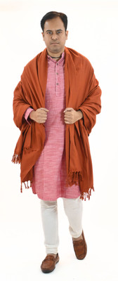 Vrinde Wool Self Design Men Shawl(Brown)