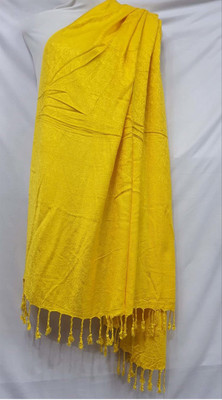 shakti Viscose Self Design Women, Men Shawl(Yellow)