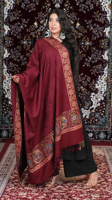STSHAWLS Acrylic Self Design Women Shawl(Maroon)
