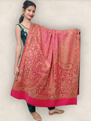 Trandone Wool Embroidered Women Shawl(Pink)