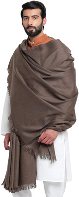 Kashmiri queen Wool Self Design Men Shawl(Brown)