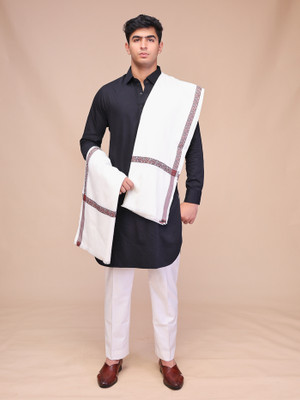 swi stylish Wool Woven Men Shawl(White)