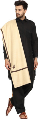 CHOUDHARYRETAILS Wool Embroidered Men Shawl(Beige)