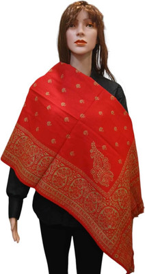 PRIED SALES Cashmere Self Design Women Shawl(Red)