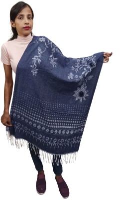 Royal-E-Kashmir Pashmina Self Design Women Shawl(Blue)