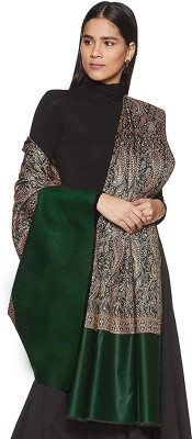 Royal-E-Kashmir Wool Self Design Women Shawl(Green)