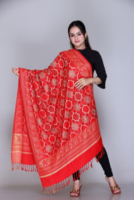 Sudako Viscose Printed Women Shawl(Red)