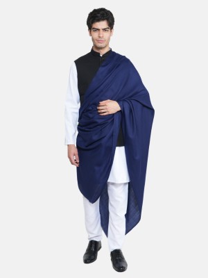 MUFFLY Wool Solid Men Shawl(Blue)