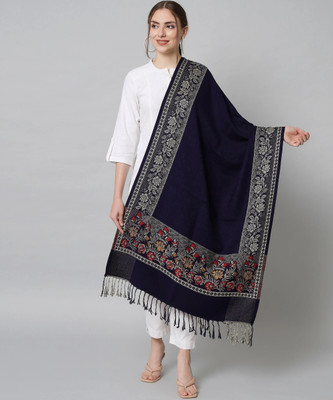 Regal Mart Wool Woven Women Shawl(Blue)