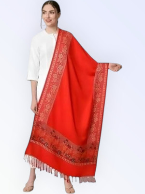 Trandone Wool Embroidered Women Shawl(Orange)