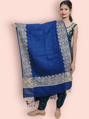 Kashmiri Thead Wool Embroidered Women Shawl(Dark Blue)