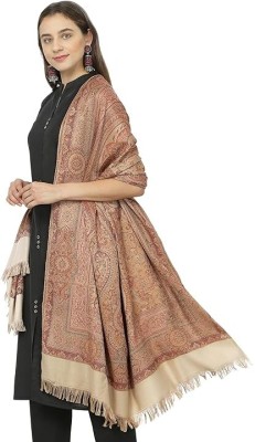 KASHMIR HANDLOOM Cashmere Embellished Women Shawl(Beige)