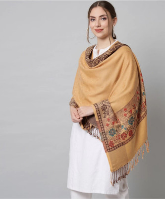 Braid N Cord Polyester Wool Blend Applique Women Shawl(Beige)