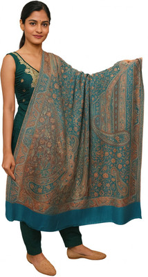 CHOUDHARYRETAILS Wool Woven Women Shawl(Green)