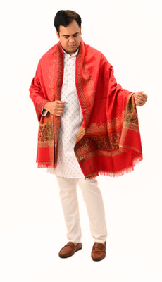Sprha Wool Embellished Men, Women Shawl(Red)
