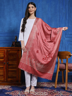 Ravaiyaa - Attitude Is Everything Wool Woven Women Shawl(Pink)