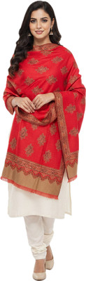 Kti Viscose, Acrylic Printed Women Shawl(Red)