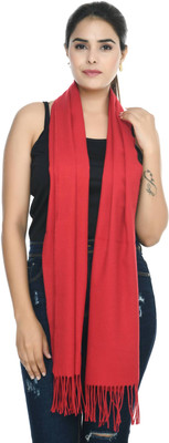 Life and style Wool Solid Women Shawl(Red)