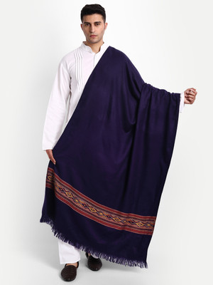 Zamour Wool Geometric Print Men Shawl(Blue)