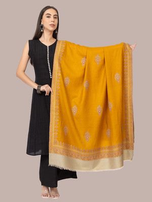 Sudako Acrylic Self Design Women Shawl(Yellow)