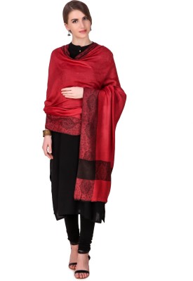 BRAVEZI Cotton Blend, Pure Wool Self Design Women Shawl(Maroon)