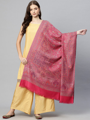 swi stylish Wool Printed Women Shawl(Pink)