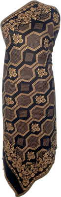 Sassi Polyester Wool Blend Printed Women Shawl(Black)
