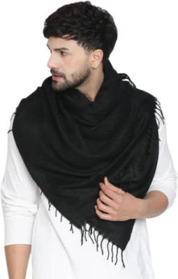 Collective Stitch Cotton Solid Men Shawl(Black)
