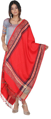 Kti Acrylic Self Design Women Shawl(Red)
