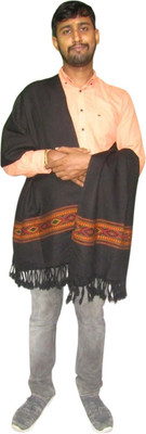 KASHMIRI TREND Cashmere Solid Men Shawl(Black)