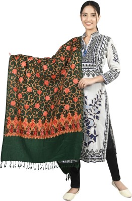 FusFus Wool Embroidered Women Shawl(Multicolor)