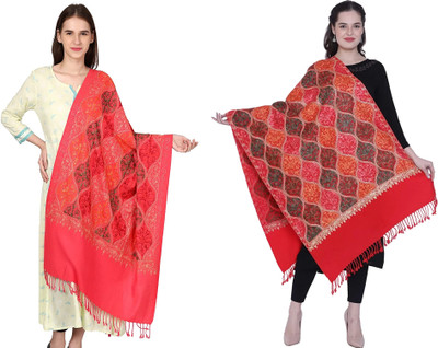 WEAVER VILLAS Pashmina Printed Women Shawl(Multicolor, Red)