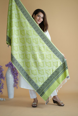 STSHAWLS Acrylic Self Design Women Shawl(Green)