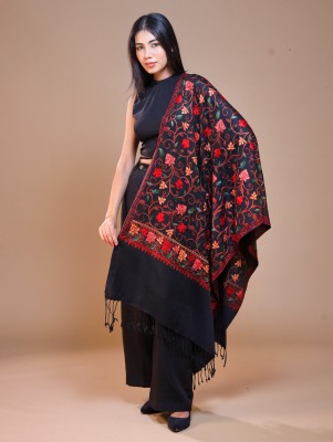 swi stylish Wool Woven Women Shawl(Black)