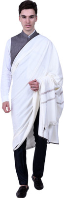 CHOUDHARYRETAILS Wool Self Design Men Shawl(White)