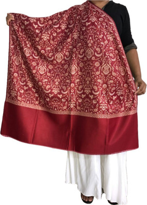 PASHTUSHS Wool Self Design Women, Men Shawl(Red)
