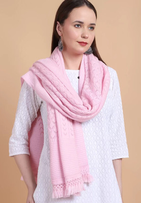 Pick Ur Needs Wool Self Design Women Shawl(Pink)