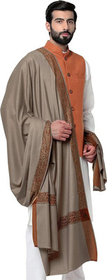 KASHMIRI TREND Polyester Wool Blend Woven Men Shawl(Grey)