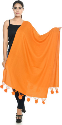 manra Wool Solid Women Shawl(Orange)