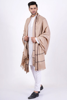 Sprha Wool Self Design Men Shawl(Beige)