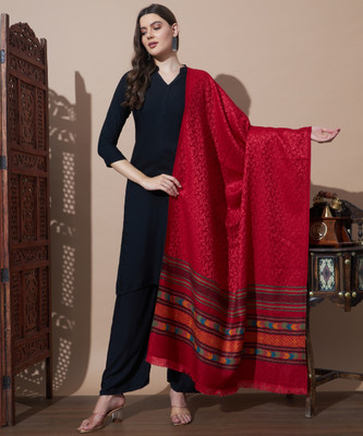 MYLES Wool Self Design Women Shawl(Red)