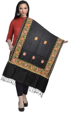 darshan lal and sons Pashmina Embroidered Women Shawl(Black)