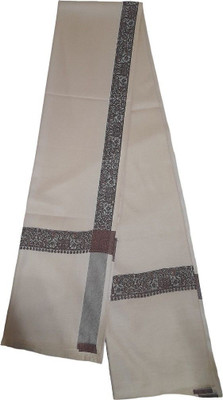 KASHMIRI TREND Cashmere, Wool Striped, Solid, Woven Men Shawl(Beige)