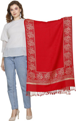 Kti Viscose, Acrylic Floral Print Women Shawl(Red)