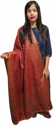 CHOUDHARYRETAILS Polyester Wool Blend Woven Women Shawl(Maroon)
