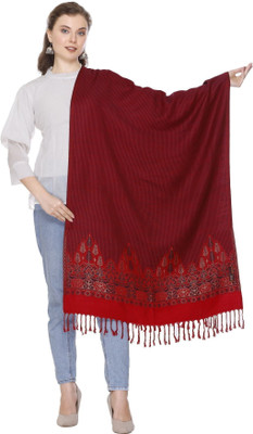 Kti Viscose, Acrylic Printed Women Shawl(Maroon)