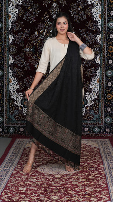 STSHAWLS Acrylic Self Design Women Shawl(Black)