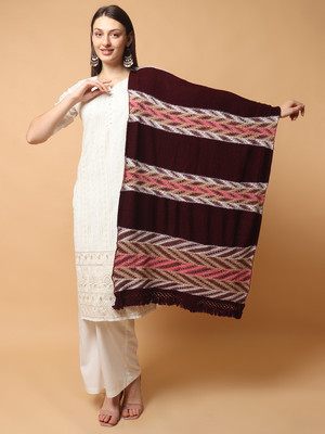 SCHp Wool Self Design Women Shawl(Maroon, White, Beige, Pink, Multicolor)