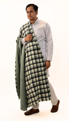 Sprha Wool Checkered Men Shawl(Grey)