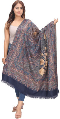 Life and style Wool Self Design Women Shawl(Blue)